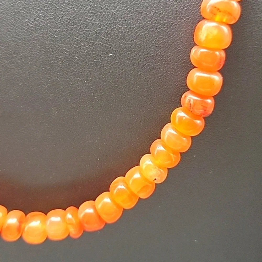 375 Cts Orange Carnelian Round Beaded Necklace Natural Crystal Gemstone Unisex